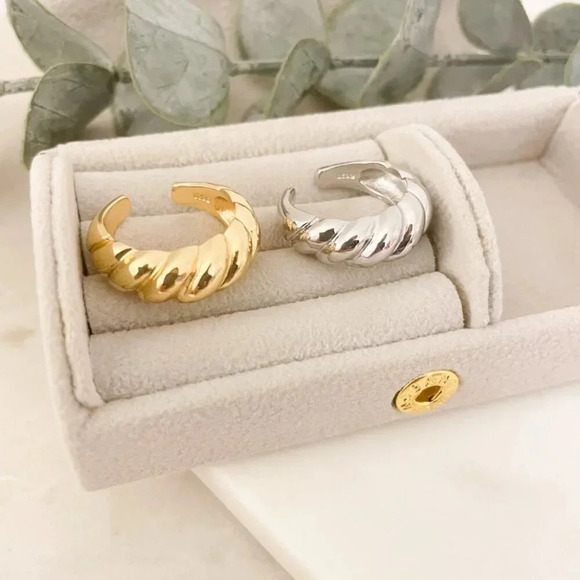 925 Sterling Silver Croissant Ring Statement Ring Chunky Thick Ring - Picture 11 of 13